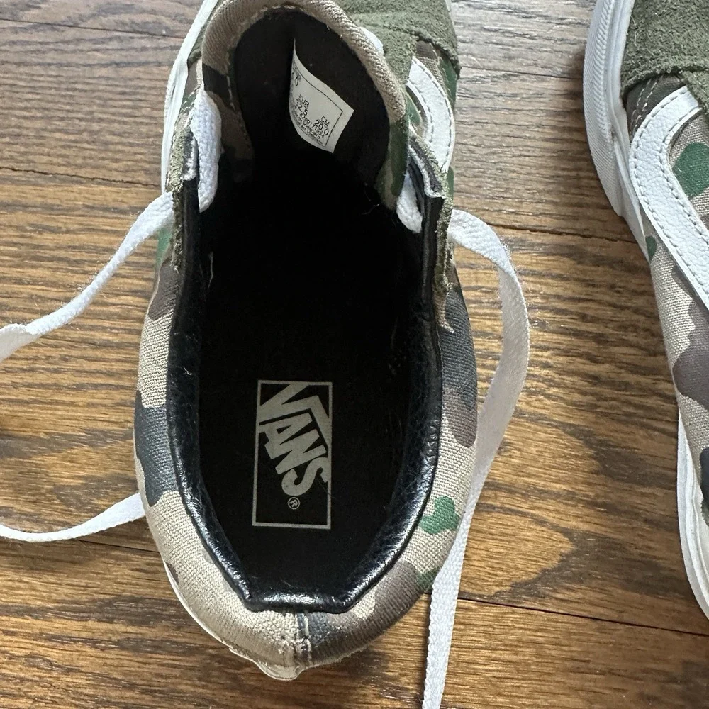 Vans Olive Camo Old Skool Skate Suede Shoes Low Top Kids Size 2 US